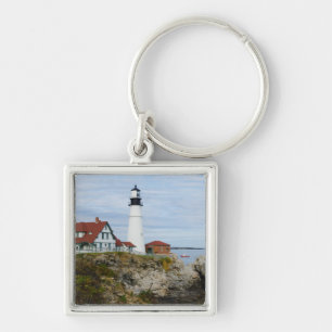 Leuchtturm Portland Headlight auf felsigem Ufer Schlüsselanhänger