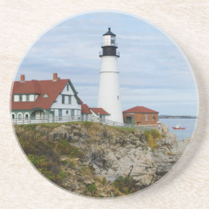 Leuchtturm Portland Headlight auf felsigem Ufer Untersetzer