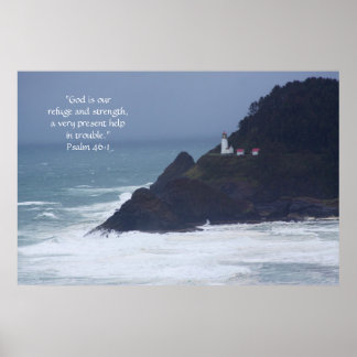 Leuchtturm Print w/Scripture Verse Poster