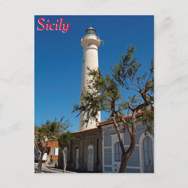 Leuchtturm Punta Secca, Sizilien, Italien Postkarte (Vorderseite)