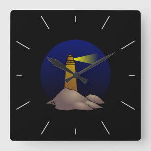 Leuchtturm Quadratische Wanduhr