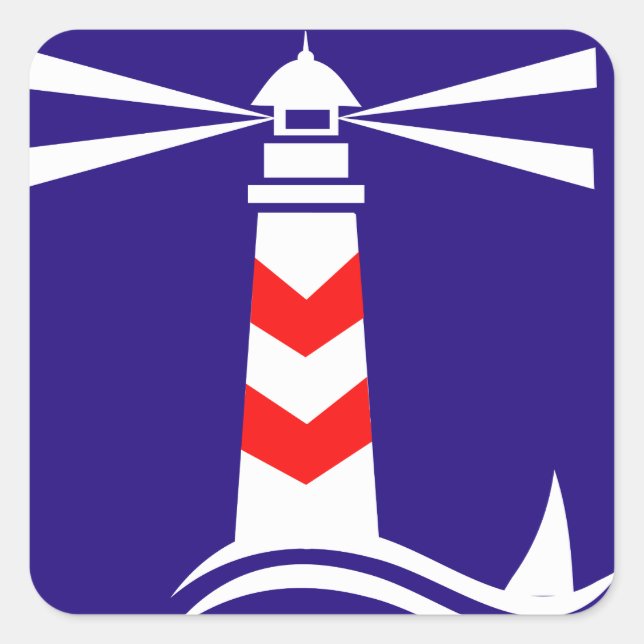 Leuchtturm Quadratischer Aufkleber (Vorderseite)