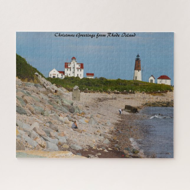 Leuchtturm Rhode Island.Weihnachtsgrüße Puzzle (Horizontal)
