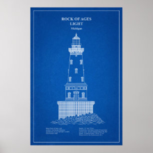 Leuchtturm Rock of Ages - Michigan - AD Poster