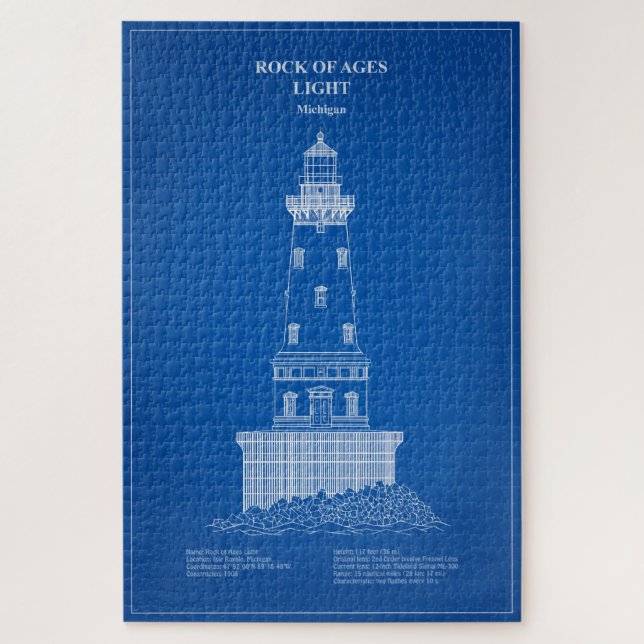 Leuchtturm Rock of Ages - Michigan - AD Puzzle (Vertikal)