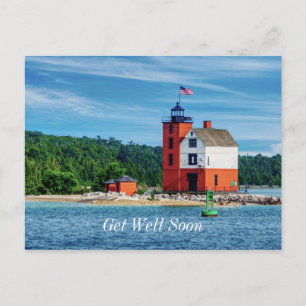 Leuchtturm Round Island - Gute Besserung Postkarte