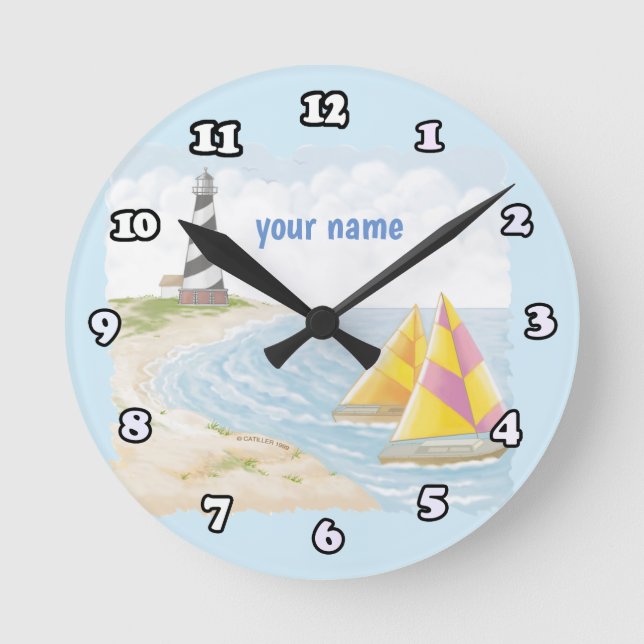 Leuchtturm Runde Wanduhr (Vorderseite)