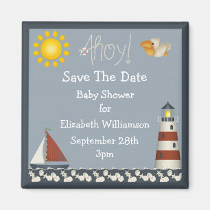 Leuchtturm & Sailboat Save the Date Kinderdusche Magnet
