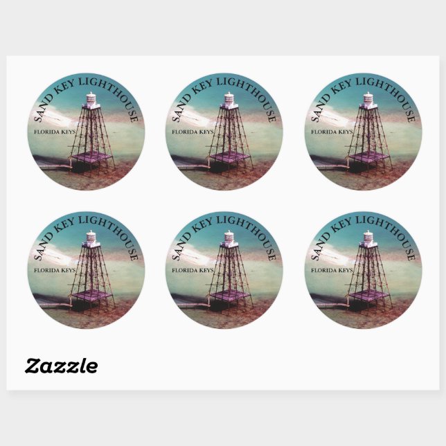 Leuchtturm Sand Key, Florida Keys Round Stickers (Blatt)