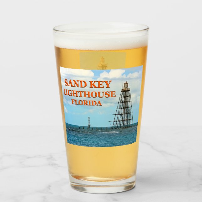 Leuchtturm Sand Key, Florida Pint Glass Glas (Rückseite (gefüllt))