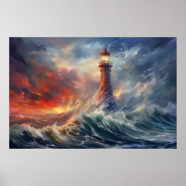 Leuchtturm Seakoast Serene Landschaft Poster (Vorne)