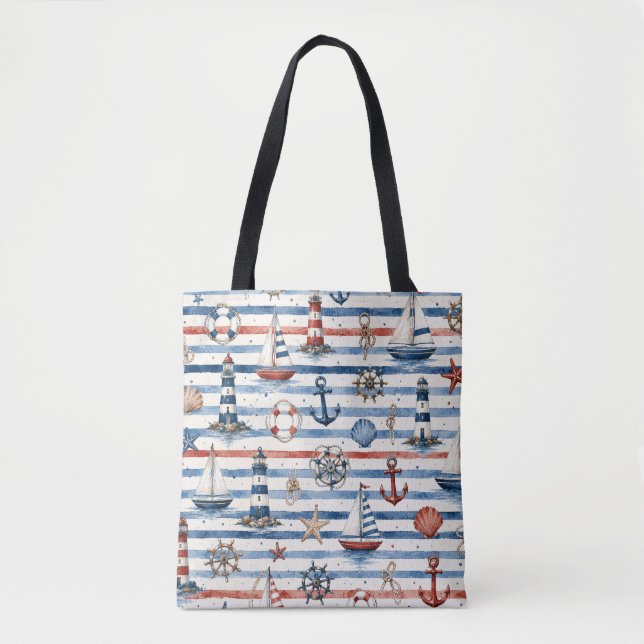 Leuchtturm-Segelboot-Anker-Strand-Design (Vorderseite)