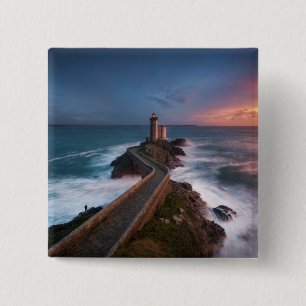 Leuchtturm-Sonnenuntergang Plouzané Finistère, Button