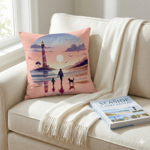 Leuchtturm Sonnenuntergang Spaziergang Küstenlands Kissen