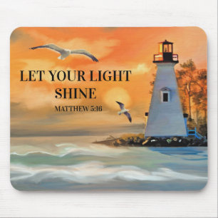 Leuchtturm-Sonnenuntergangs-Gemälde Christliche Re Mousepad