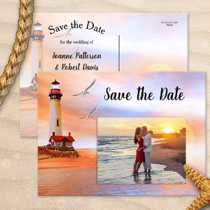 Leuchtturm-Strand Save The Date Fotokarte Ankündigungspostkarte