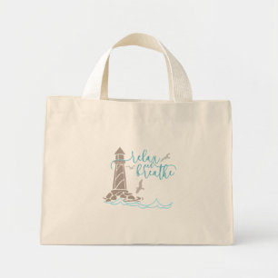 Leuchtturm Strand Sommerferien Motivations-Yoga Mini Stoffbeutel