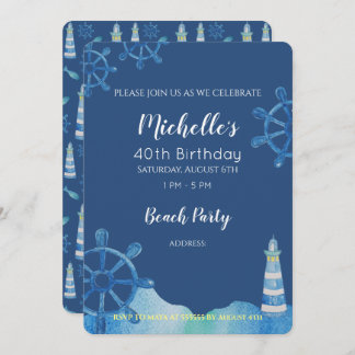 Leuchtturm Strand Wasserfarbe Handbemalte Einladun Einladung