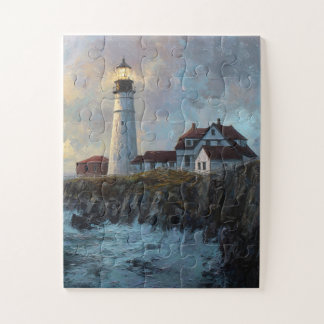 Leuchtturm strukturierte Ölgemälde Puzzle