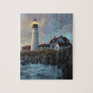 Leuchtturm strukturierte Ölgemälde Puzzle