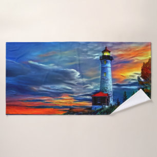 Leuchtturm Sunset Badhandtuch Set
