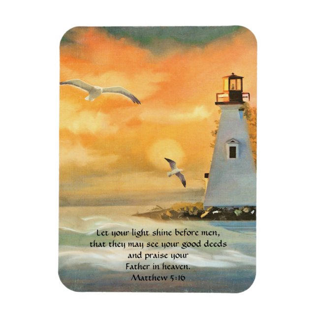 Leuchtturm Sunset Bible Verse Magnet (Vertikal)