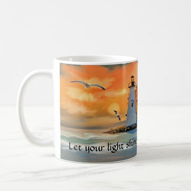 Leuchtturm Sunset Christliche Tasse (Links)