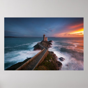 Leuchtturm Sunset Plouzané   Finistère, Bretagne Poster