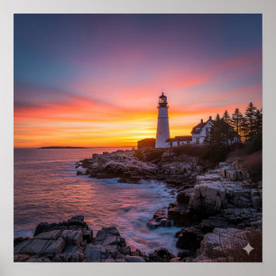 Leuchtturm Sunset Poster