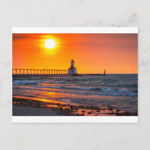 Leuchtturm Sunset Postkarte