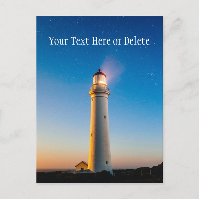 Leuchtturm Sunset Under Starry Blue Twilight Sky Postkarte (Vorderseite)