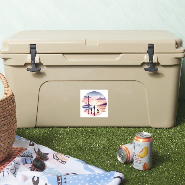 Leuchtturm Sunset Walk Coastal Szene Aufkleber (Kühler)