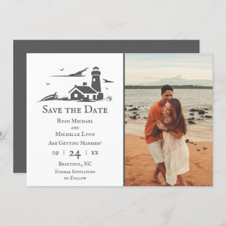 Leuchtturm und Boot Nautical Sea Beach Hochzeit Save The Date