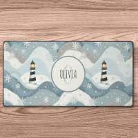 Leuchtturm und Eiswaves Winter Nautical Monogram