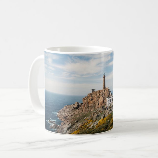 Leuchtturm und Museum | Cabo Vilan Galicia Spanien Kaffeetasse (Vorderseite Links)