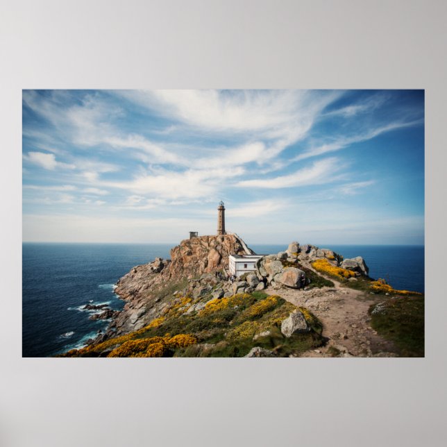 Leuchtturm und Museum | Cabo Vilan Galicia Spanien Poster (Vorne)