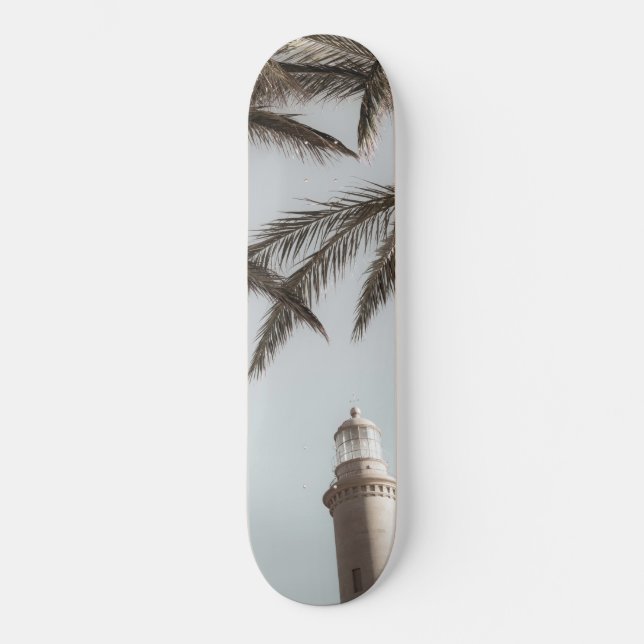 Leuchtturm und Palmen #1 #wand #kunst  Skateboard (Vorderseite)