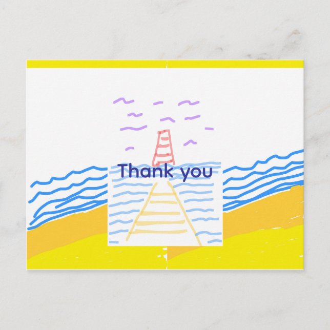 Leuchtturm und Pier Flat Danke Karte (Vorderseite)