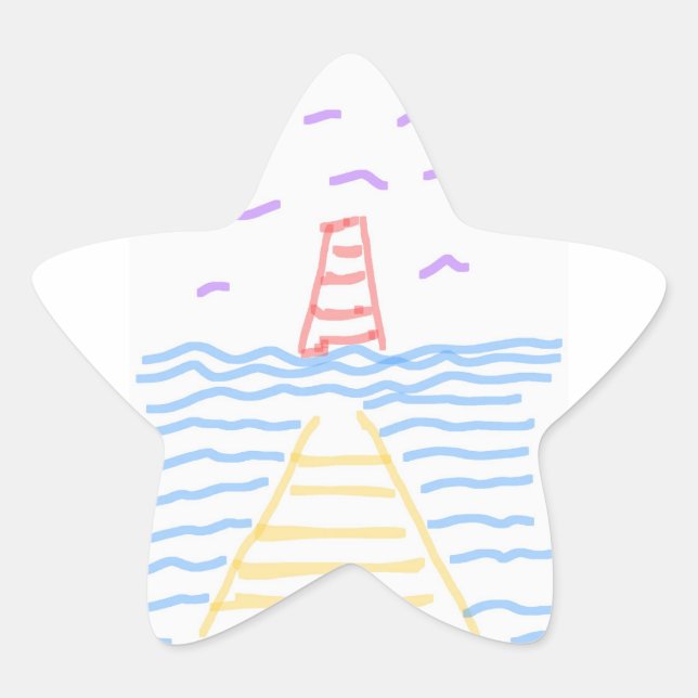 Leuchtturm und Pier Stern-Aufkleber (Vorderseite)