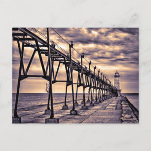 Leuchtturm und Pier von Grand Haven, Grand Haven Postkarte