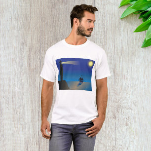 Leuchtturm und Segelboot am Nachmittag Mondlicht T-Shirt