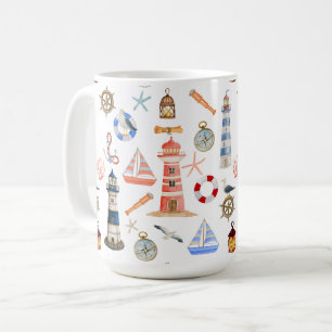 Leuchtturm und Segelboot Kaffeetasse