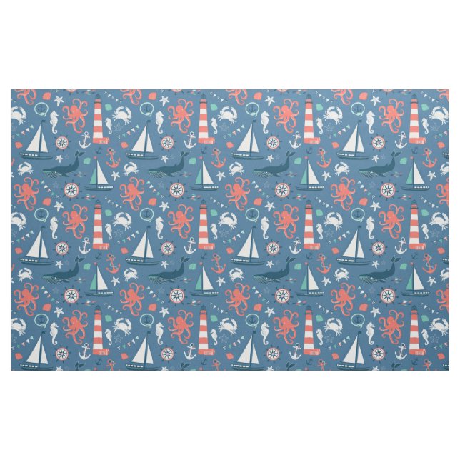 Leuchtturm und Segelboote, nautische Stoffe (Yard (91,4 cm))