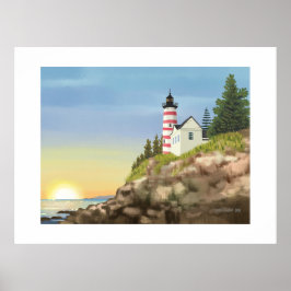 Leuchtturm und Sonnenuntergang Extra Large Print Poster