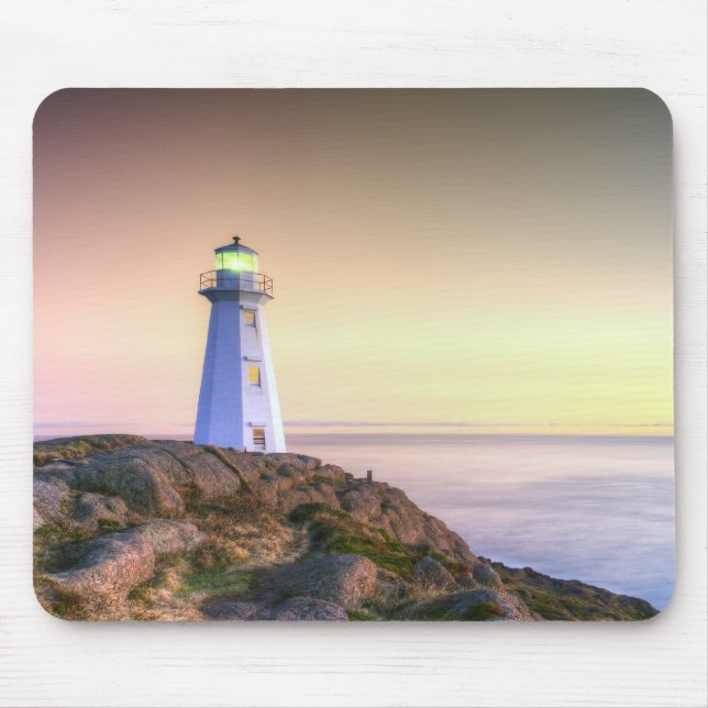 Leuchtturm und Sonnenuntergang Foto Mousepad (Vorne)
