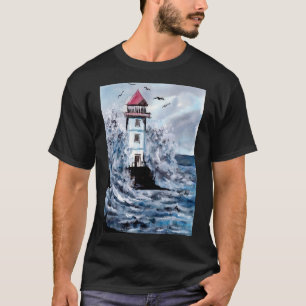 Leuchtturm und Wasserfarbe des Sturms T-Shirt