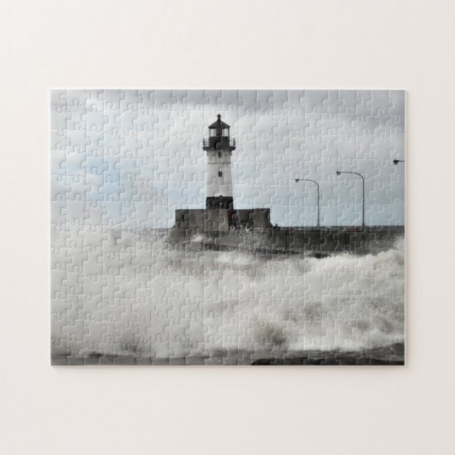 Leuchtturm und Waves Duluth Minnesota Puzzle (Horizontal)