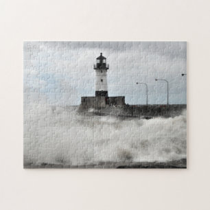 Leuchtturm und Wellen Duluth Minnesota Puzzle
