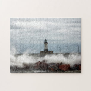 Leuchtturm und Wellen Duluth Minnesota Puzzle