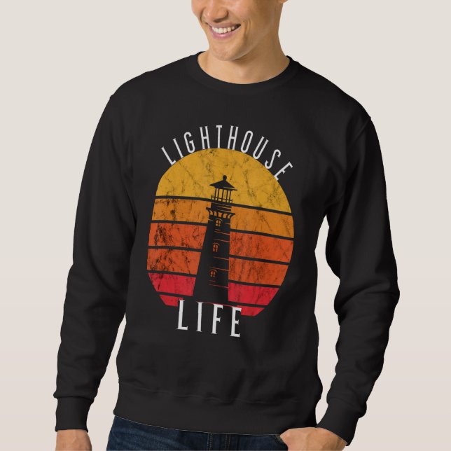 Leuchtturm Vintag Sunset Seaside Life Sailing Se Sweatshirt (Vorderseite)
